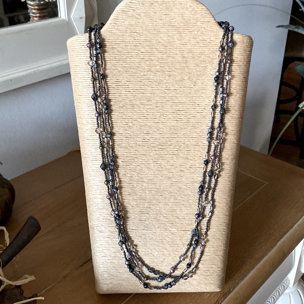 Three 32” strands of mixed beads
